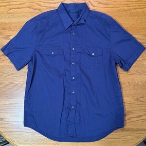 Perry Ellis Men's Casual Blue Button Down Shirt